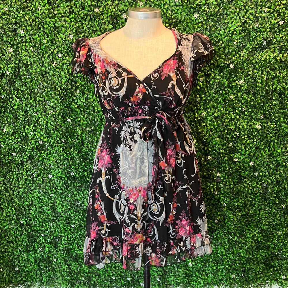 RARE Betsey Johnson Sz S Gothic Toile Print Dress
